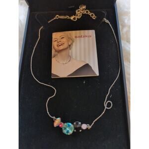 Sabika Necklace Multicolor Swarovski Crystal Station Cluster Signed 18 in